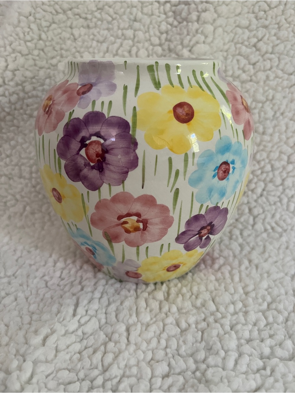 Vintage Pier 1 Vase, floral, watercolor, ceramic, 6” tall, Italy - Picture 2 of 9